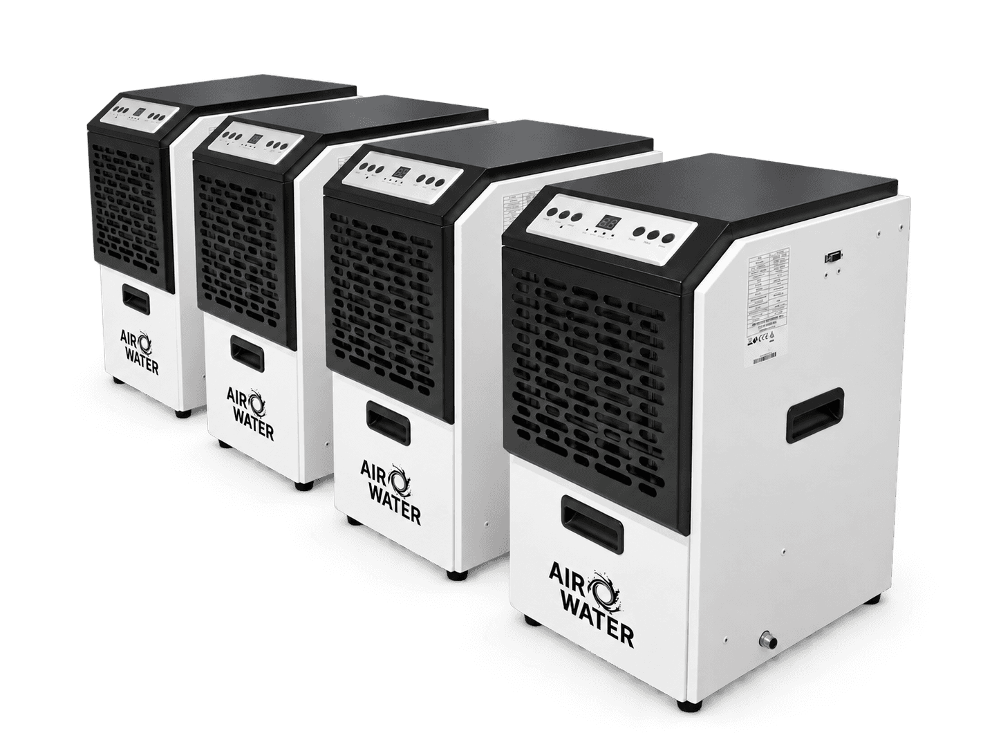 Four Airwater atmospheric water generators arranged as a scalable installation